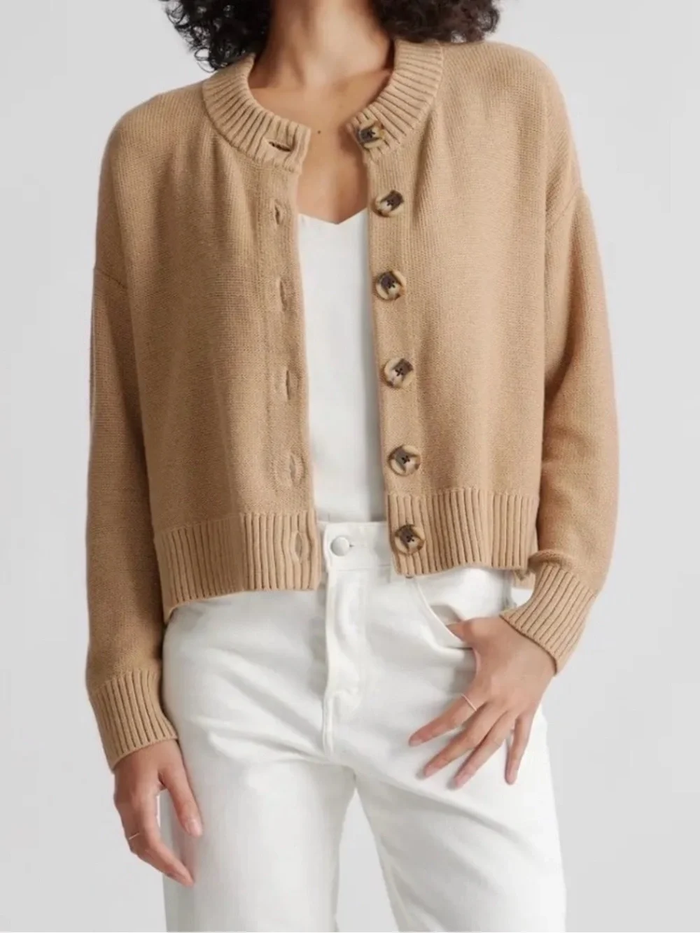 Quince 100% Organic Cotton Cropped Cardigan